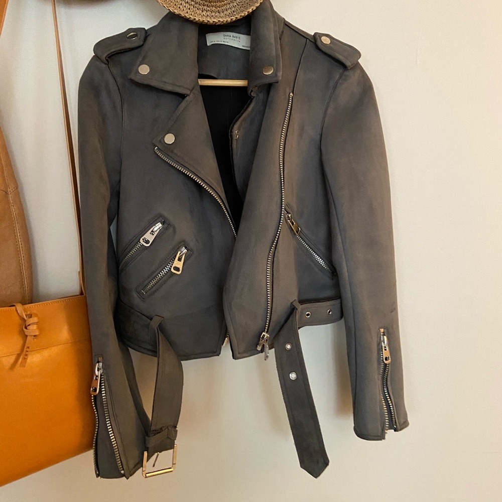 Zara Vegan Motorcycle Jacket - Grey